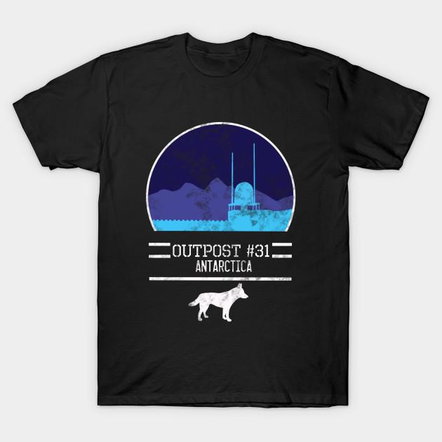 

Мужская черная футболка с принтом Outpost #31 The Thing Shirt Печать на бумаге для трансфера без вырезания Хлопковая футболка S чёрный