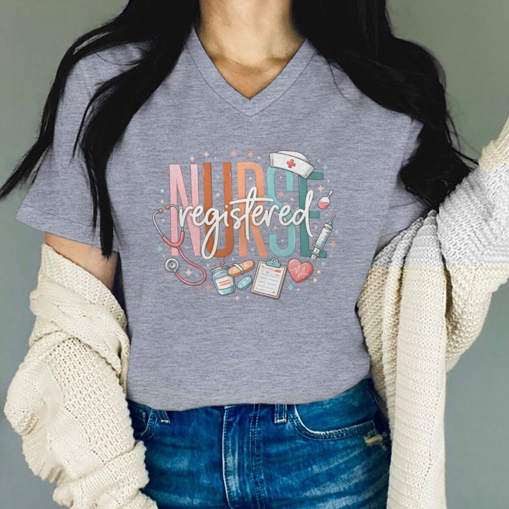 Registered Nurse T Shirt Rn Week Funny Nursing Vintage Comfortable Clothes International Nurses Day Tshirt Vneck Casual Tops