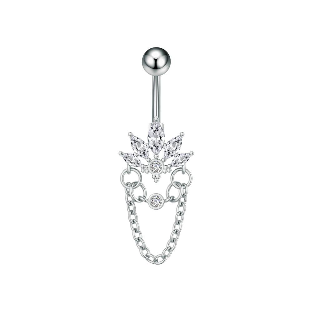 Elegant Gem Navel Piercing Copper Shiny Body Jewelry Crystal Ball Belly Button Rings  Accessories