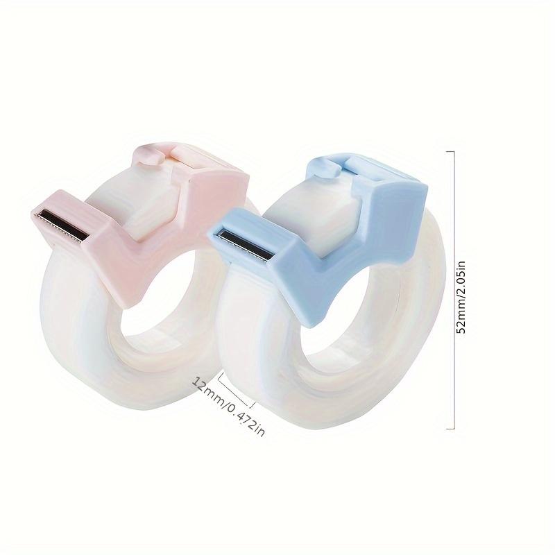 2pcs Invisible Tape with Cutter - Transparent Writing Tape for Students, Office & Home Use - Pink & Blue Dispenser with Clear Adhesive Rolls
