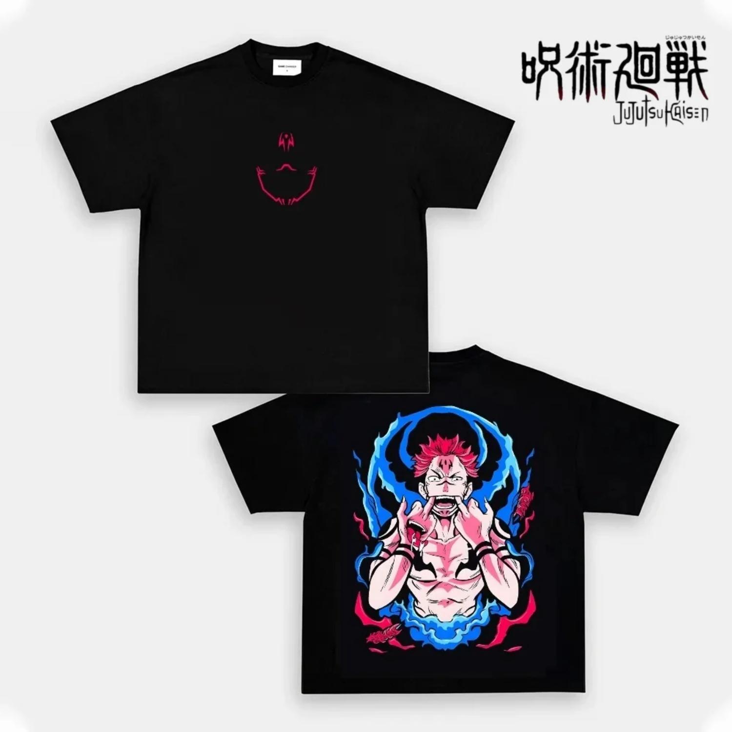 

2026 New Fashion Breathable Parent-child Short-sleeved Comfortable Shirt Jujutsu Kaisen Anime Print High-quality Summer T-Shirt S чёрный
