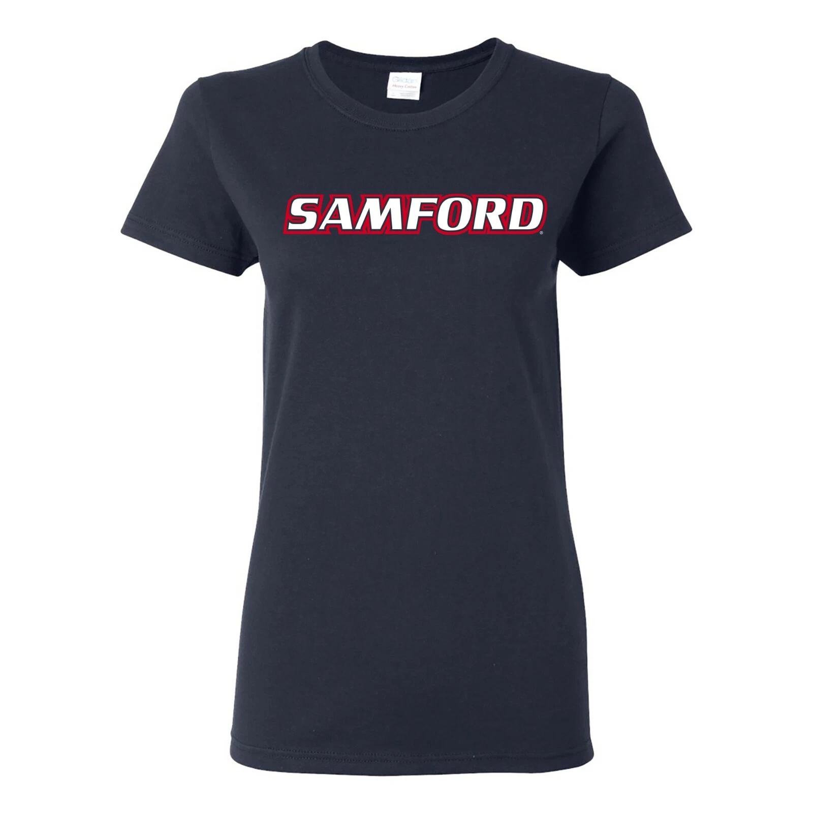 Samford University Bulldogs Basic Block Womens T-Shirt - Navy L