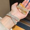 Modern Geometric Metal Bracelets With Sparkling Embellishments For Daily Wear