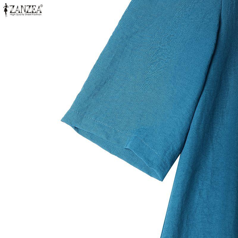 ZANZEA Women Casual Round Neck Summer Half Sleeve Dress