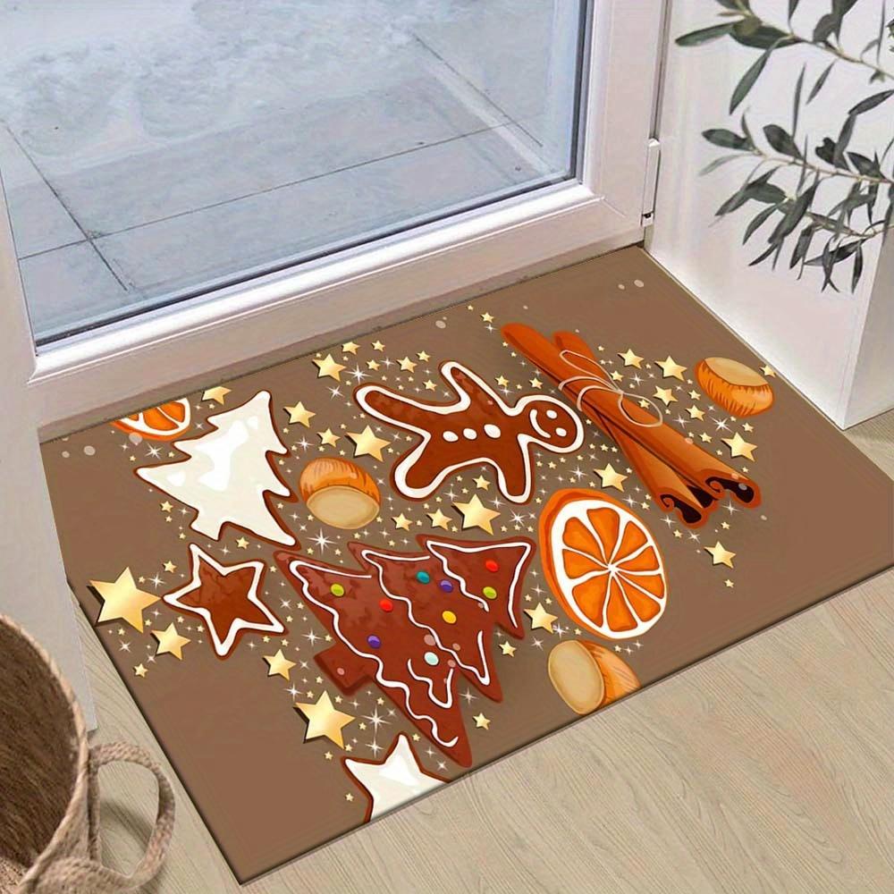 

1pc Christmas Themed Rug, Gingerbread Man Christmas Tree Print, Bedside Carpet, Non slip Laundry Room Mat, Machine Washable Water Absorbing 60cm by 90cm
