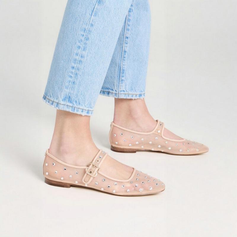 Fashion New Water Diamond Mesh Flat Sole Single Shoes Comfortable Women's Low Heel Commuting Student Shoes Fashionable Handmade Shoes