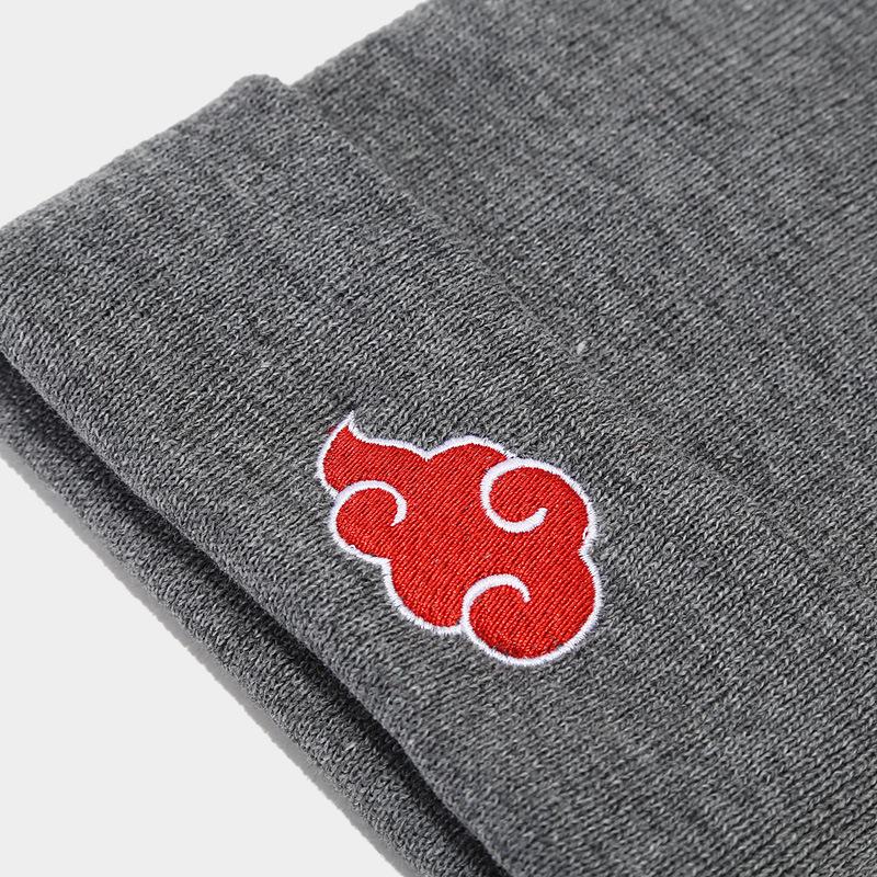Autumn and Winter New Naruto Shippuden Auspicious Cloud Embroidery Knitted Hat for Men and Women Casual Versatile Personality Trend Warm Hat
