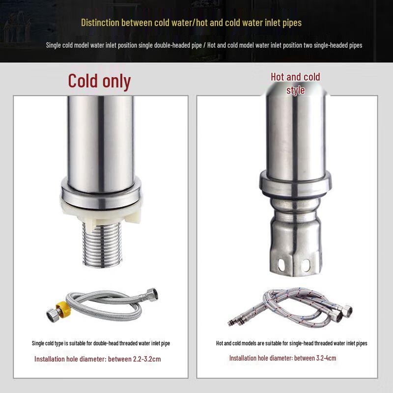 Lindong 304 Stainless Steel Hot & Cold Basin Faucet
