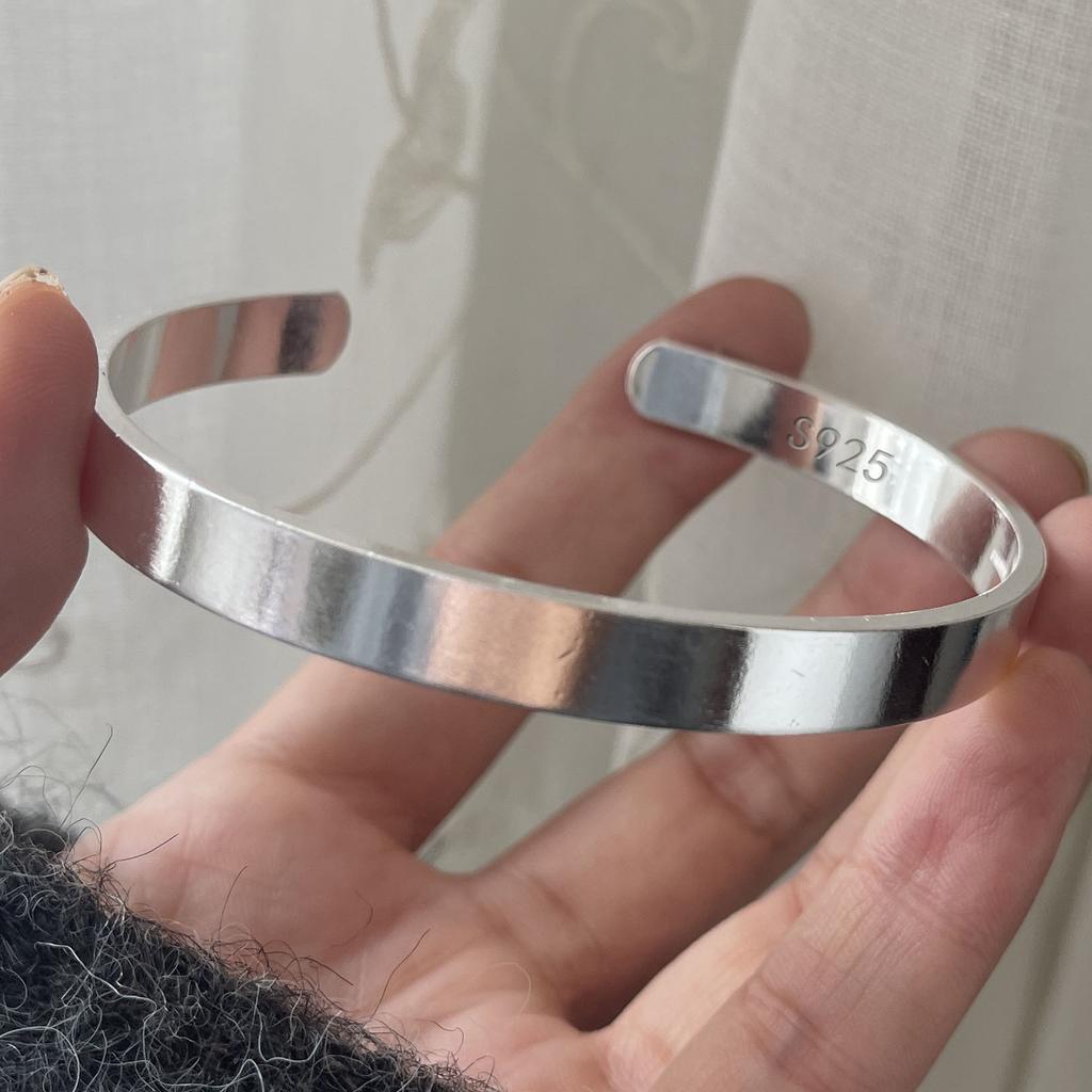 100% Solid 925 Sterling Silver Metal Bracelet for Women Men Shinning Handmade Simple Narrow Flower Bracelets For Birthday Gift