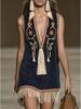 Bohemian Embroidered Suede Tassel Sleeveless Mini Dress