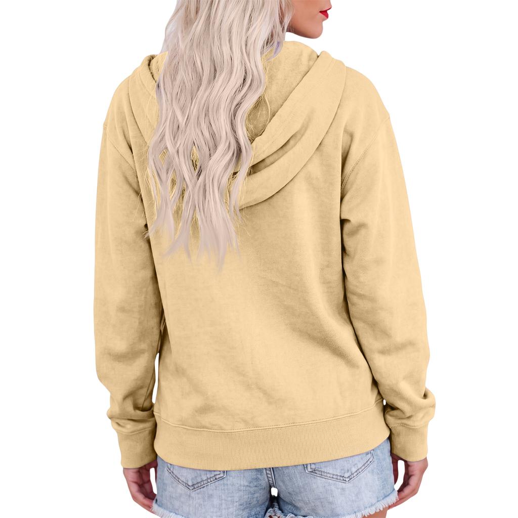 Women's Long Sleeve Hooded Pullover Sweatshirt Color Casual Outerwear