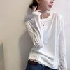 Korean Style Women's Black Round Neck Long Sleeve T-shirt - Simple Casual Base Layer for Spring/Autumn 2025