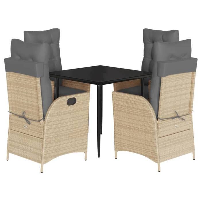 VidaXL Garden Dining Set with Cushions 5 Pcs, Table and Chairs with Adjustable Backrest and Footrest, Furniture 3213449