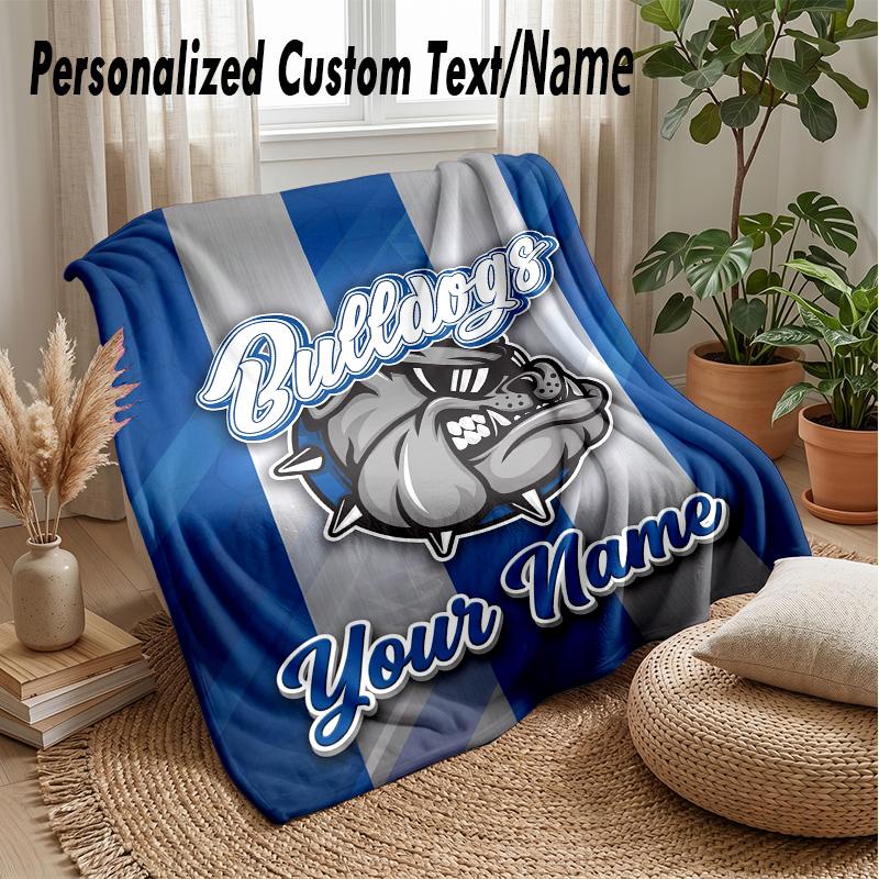 Canterbury-Bankstown Bulldogs Custom Flannel Throw Blanket Print Your Name Text Soft Warm Blanket Holiday Present