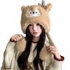 Antlers plush hat women's autumn and winter warm Lei Feng hat Christmas hat cute elk ear protection pullover hat