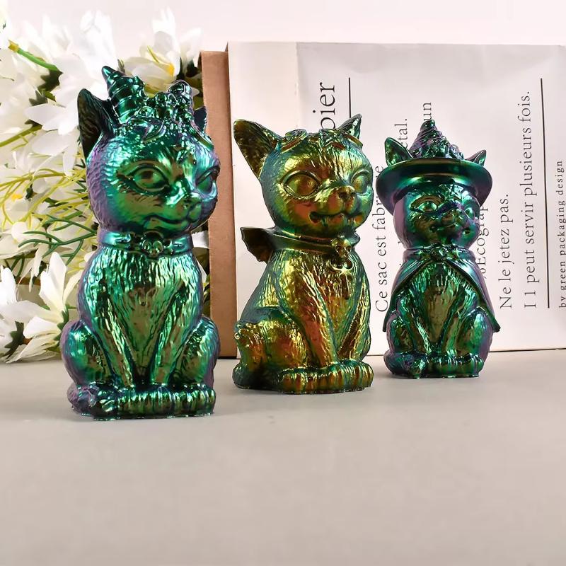 1pcs Devil Cat Candle Holder Resin Molds, Magic Cat Molds, Epoxy Resin Casting Pirate Cat Plaster Molds, Animal Pendant Molds