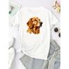 European Size Women's Casual Short Sleeve T-Shirt with Cute Golden Retriever Graphic Print - Soft Stretch Round Neck Tee