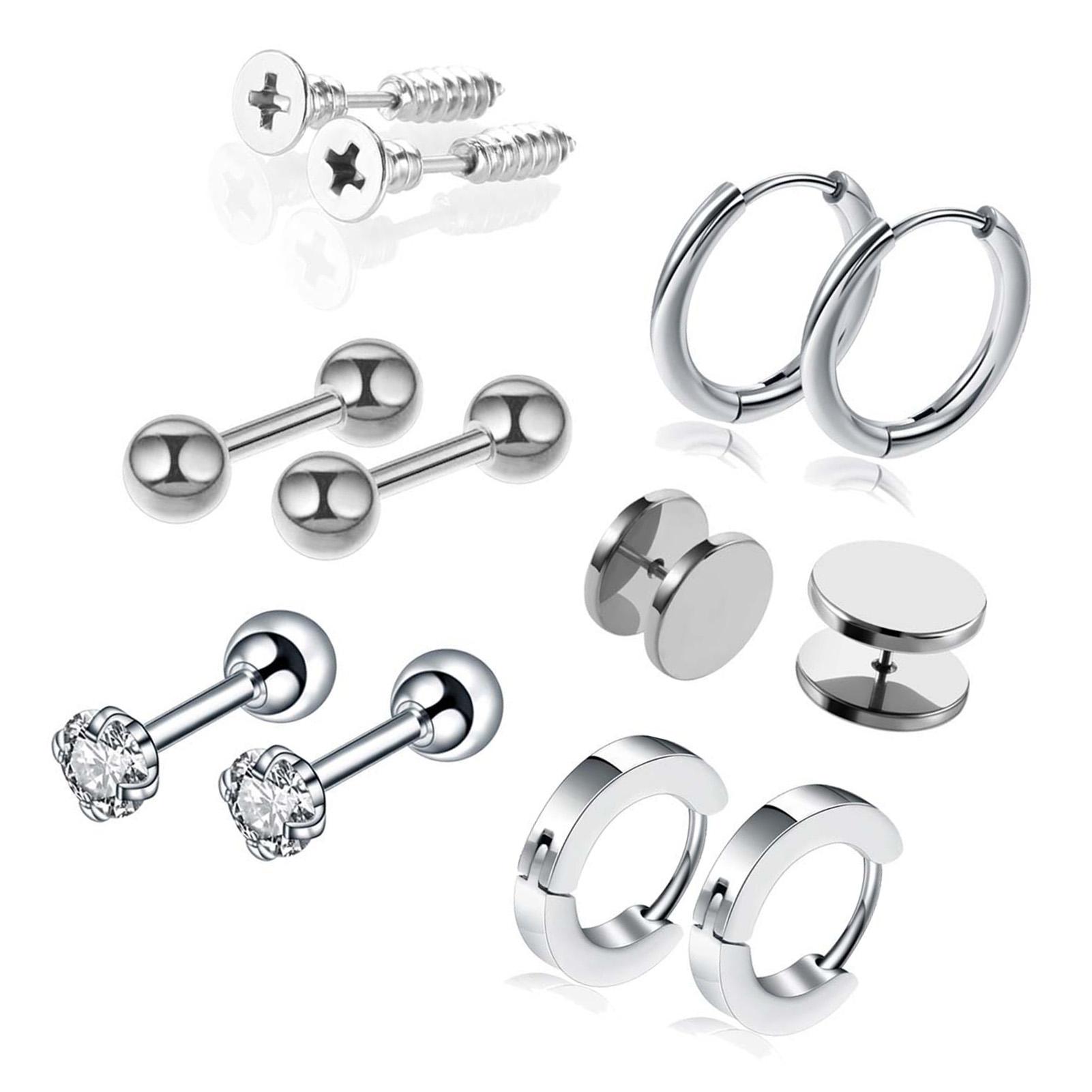 

Набор серег-гвоздиков из 6 пар из нержавеющей стали с цирконом, пирсинг, унисекс, аксессуары для ушей