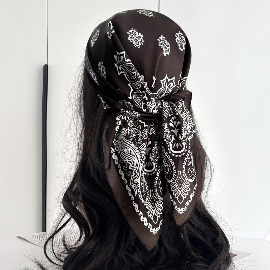 Fashion Print Silk Hairbands Scarf Women Spring New Elagant Floral Bandana Neck Kerchief Head Bands Foulard Female Scarfs