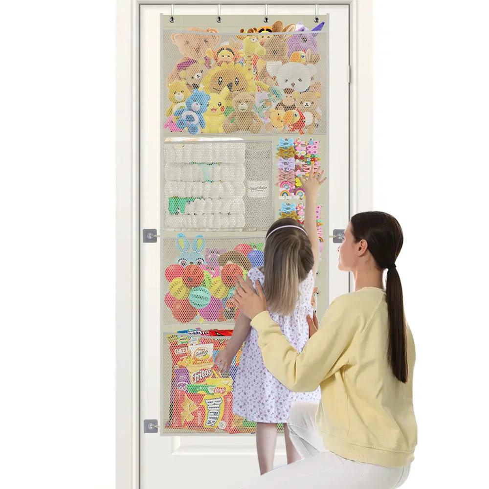 Stuffed Toys Storage Bag Door Back Hanging Kids Toys Organizer for Baby Plush Toys Nursery Kids Room Stuffed Storage Bag