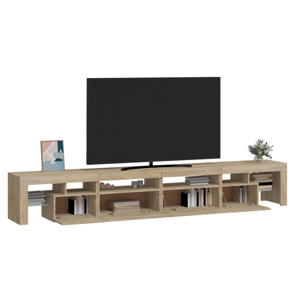 Vidaxl Szafka Pod Tv Z Oświetleniem Led, Dąb Sonoma, 260X36,5X40 Cm