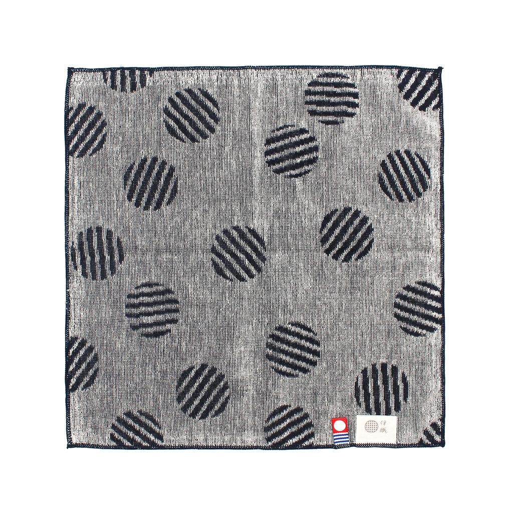 Imabari Towel Iori Handkerchief Made in Highly Absorbent mono-mono Towel, Fluffy, Japan, (Dot/Navy)