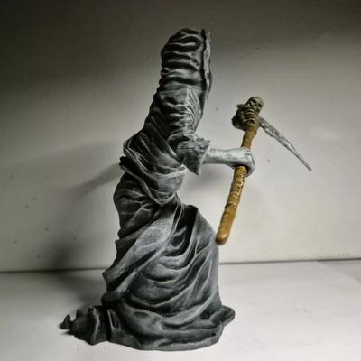 Holy Death Santa Muerte Holding Scythe In Black Tunic Robe Statue Grim Reaper Statue Altar Sculpture Halloween Decoration Gifts