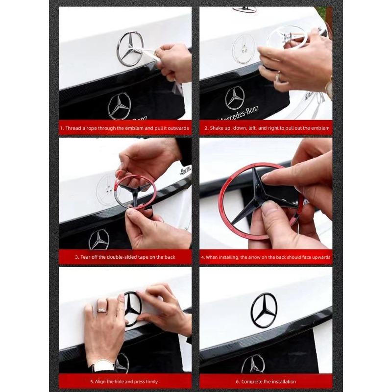 90mm ABS Chrom Czarny Znak Godło Mercedes Tylna Gwiazda Dla Mercedes Benz W203 W206 W212 X253 W167 W166 W247 C E GLA GLC GLE