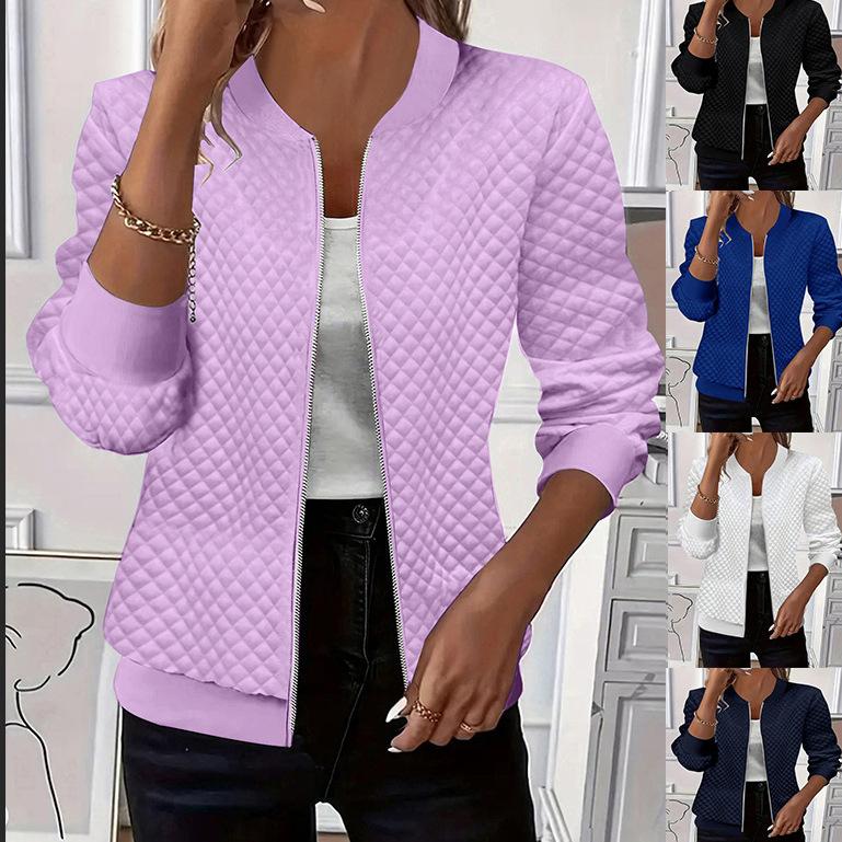 2025 station wish TUME explosion autumn and winter solid color long-sleeved knitted zipper jacket women's clothing
