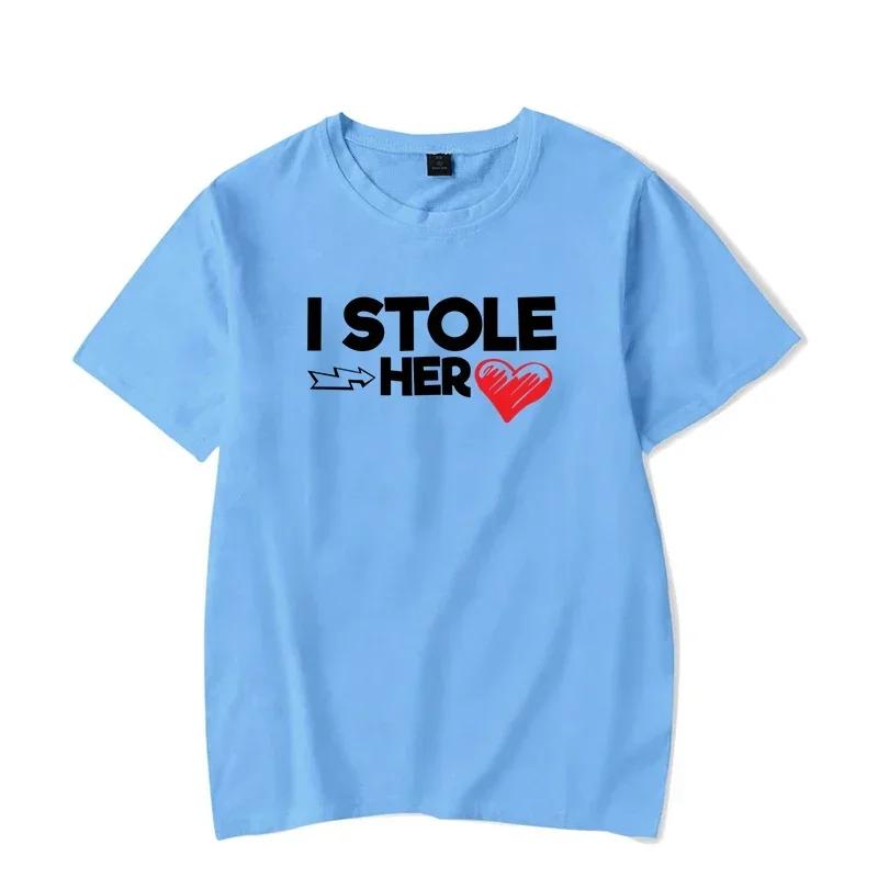 

Футболка с надписью «Я украл ее сердце/Его фамилия» Парные футболки Смешные мужские и женские футболки Большие футболки Парная одежда Футболка 4XL