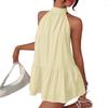 Hot-selling Women's Clothing Summer European and American Temperament Polka Dot Splicing Neck Sleeveless Dress Short Skirt