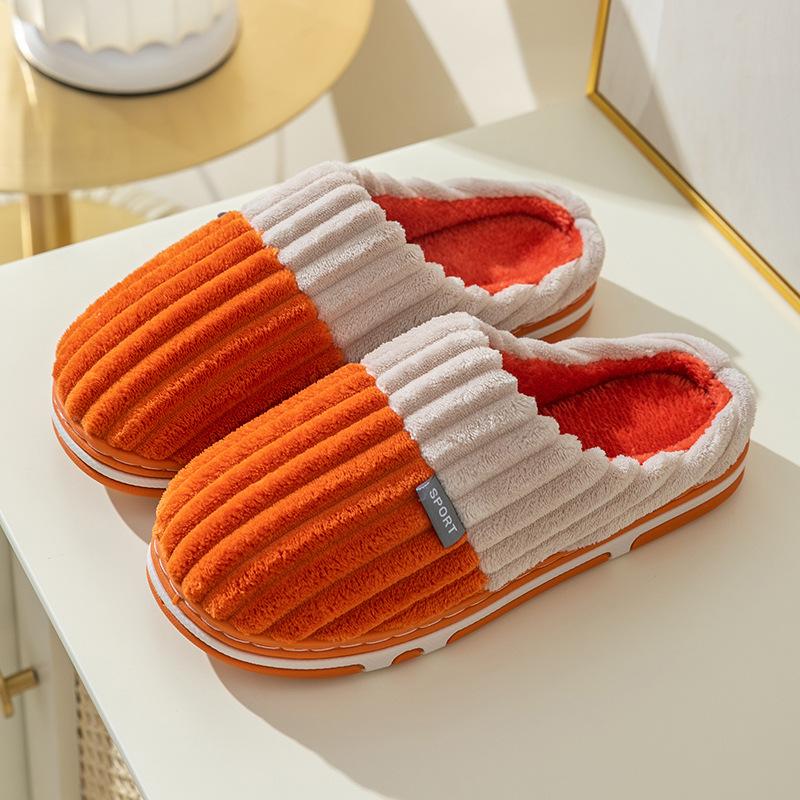 New couple cotton slippers women's winter home indoor home non-slip confinement shoes warm plush thick-soled beautiful plush