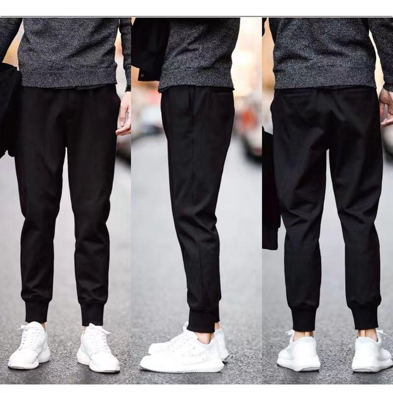 Men's Autumn and Winter Plus Size Padded Thickened Warm Sweatpants Stretch Pants Straight Solid Color Drawstring Casual Pants