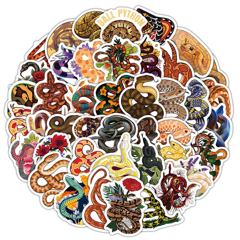 

60 шт. Новые мультяшные граффити-наклейки со змеями, для украшения рабочего стола, ручной гитары, ноутбука, скутера, чемодана, компьютера, водонепроницаемые наклейки