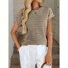 Sommer Damen Rundhals Pullover Zweifarbig Gestrickt Kurzarm Top, Grenzüberschreitend Lässiges Stricktop für Europa Amerika