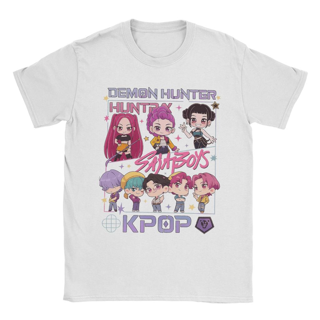 Saja Boys And Huntrix Girls Rumi Zoey Mira Kpop Demon Hunters T Shirt Summer Hip Hop T Shirts Men Cotton O Neck Oversize Clothes