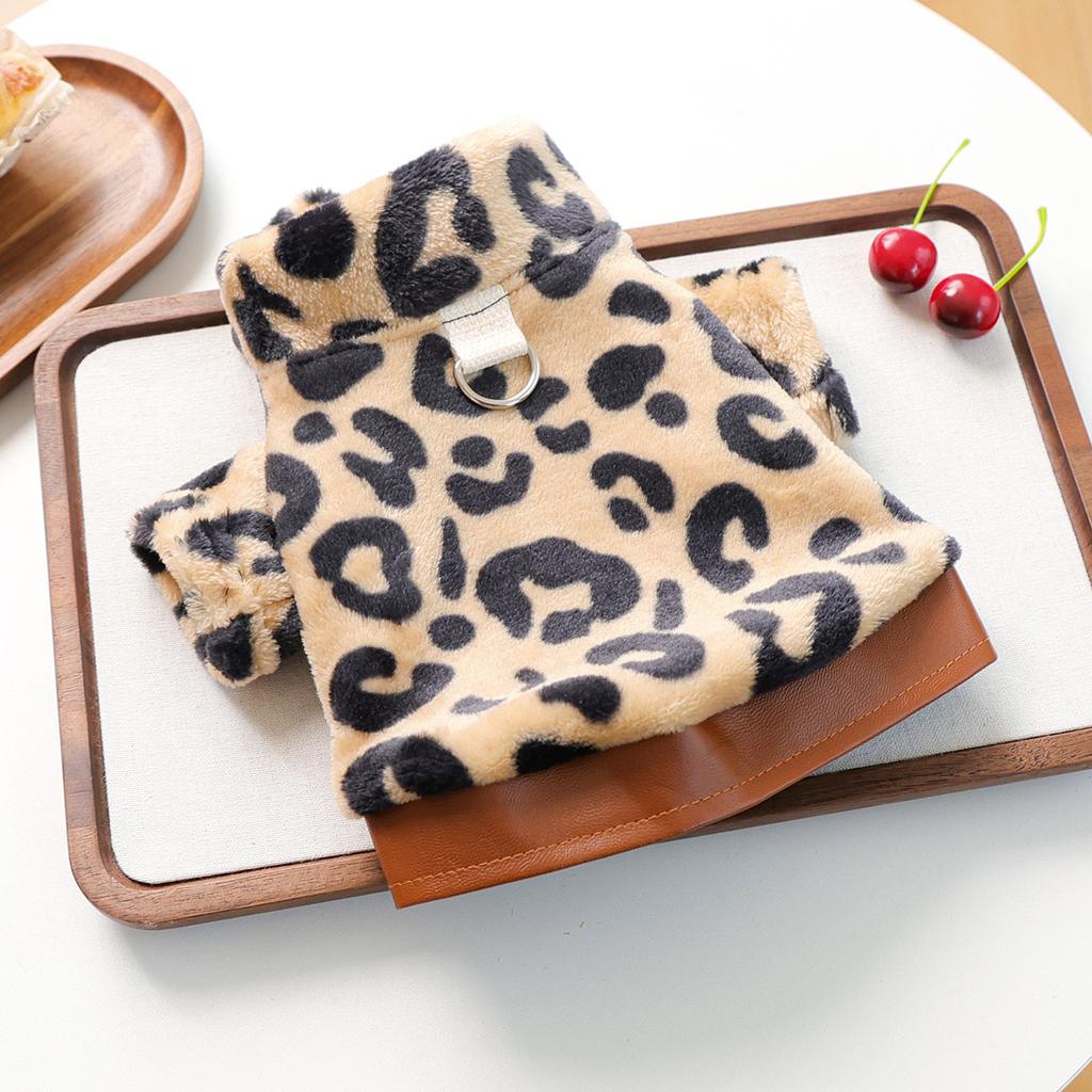 Autumn and winter festival pet cute puppy kitten casual fashion clothing leopard jacket