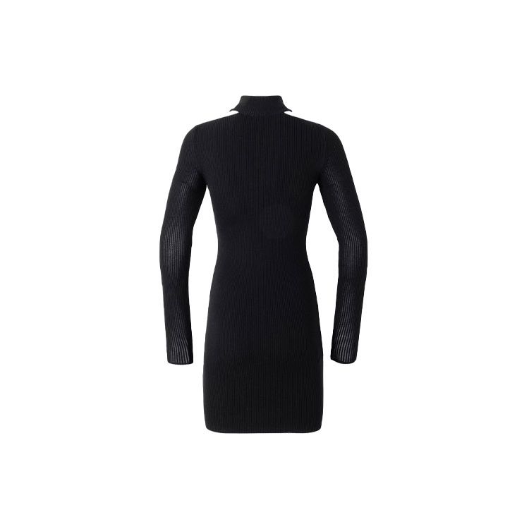 Adidas Originals Premium Knit High Collar Long Sleeve Sport Dress Women Dress Black JI7056