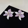 1 pair Zinc Zinc Alloy Golden and Silver Earrings Luxury Metal Flower Ear Studs Enamel Iris Earrings  Holiday