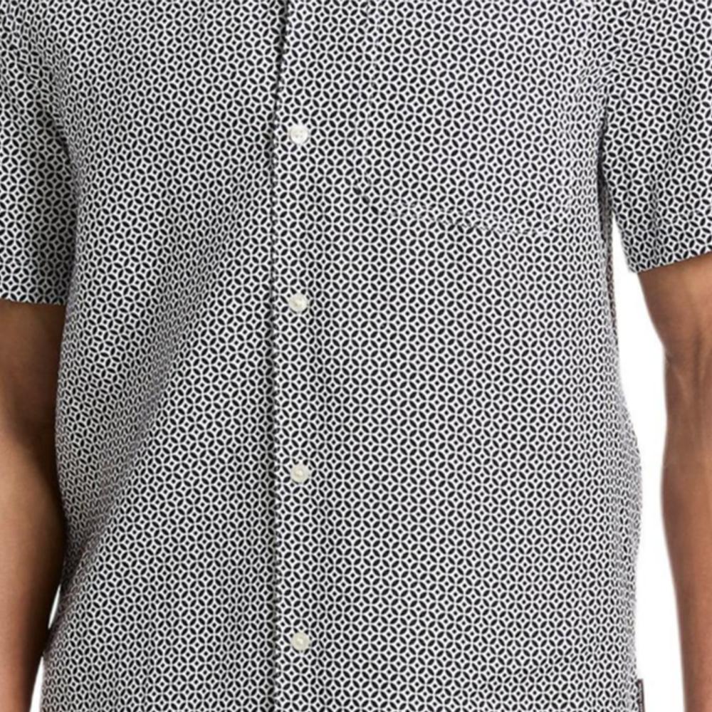 Michael Kors Short Sleeve Printed Linen Shirt Men Shirts OS6409LL17-0436