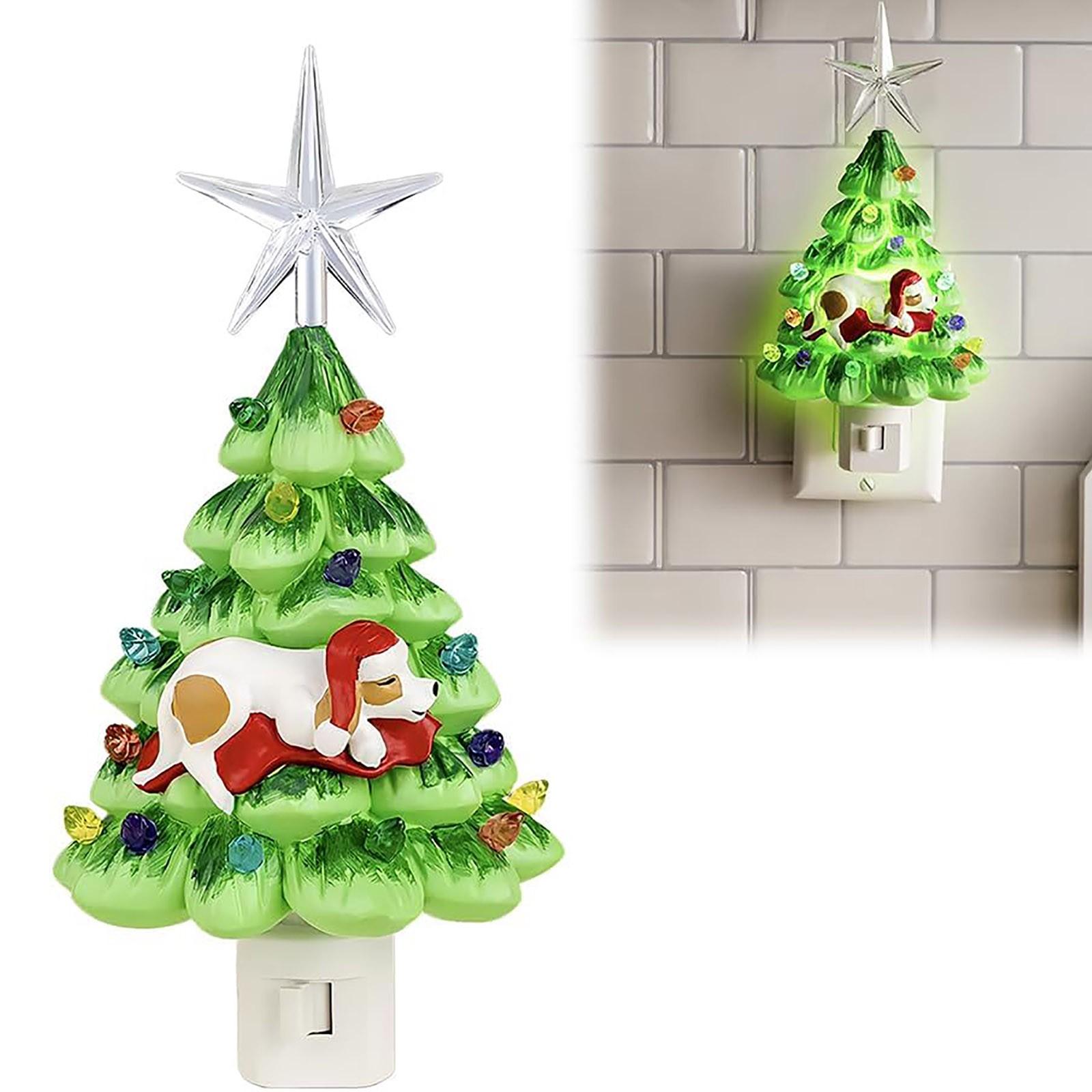 

Tree Cute Puppy Dog Night Light Plug In Ceramic Vintage Sleeping Dog Night Light With On/Off For Bedroom Kitche One Size