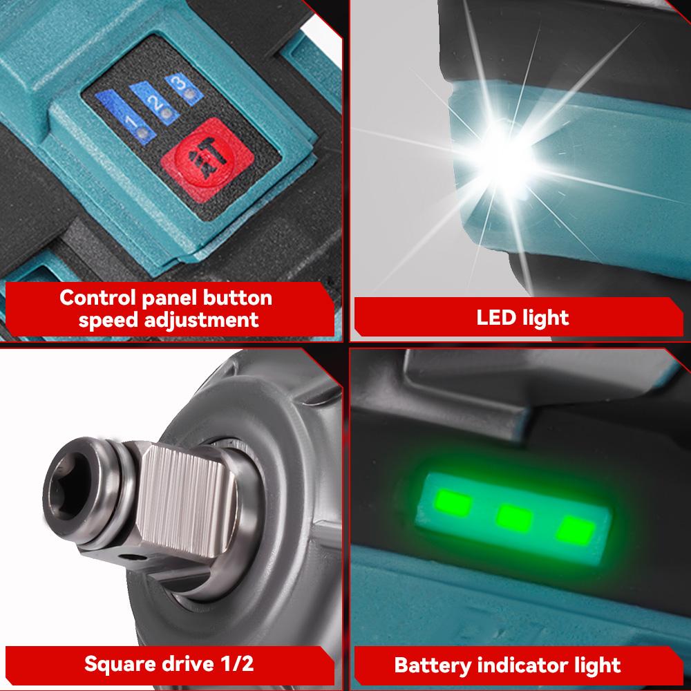 ONEVAN 500N.M Brushless Electric Impact Wrench 1/2inch Cordless 3-in-1 Wrench Screwdriver Drill Lithium-Ion Battery Power Tool