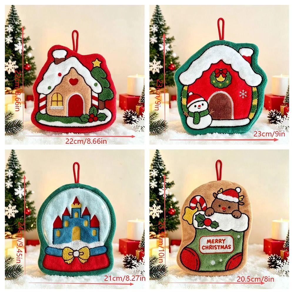 Quick-drying Christmas Tree Hand Towel Absorbent Santa Claus Handkerchief Xmas Decor