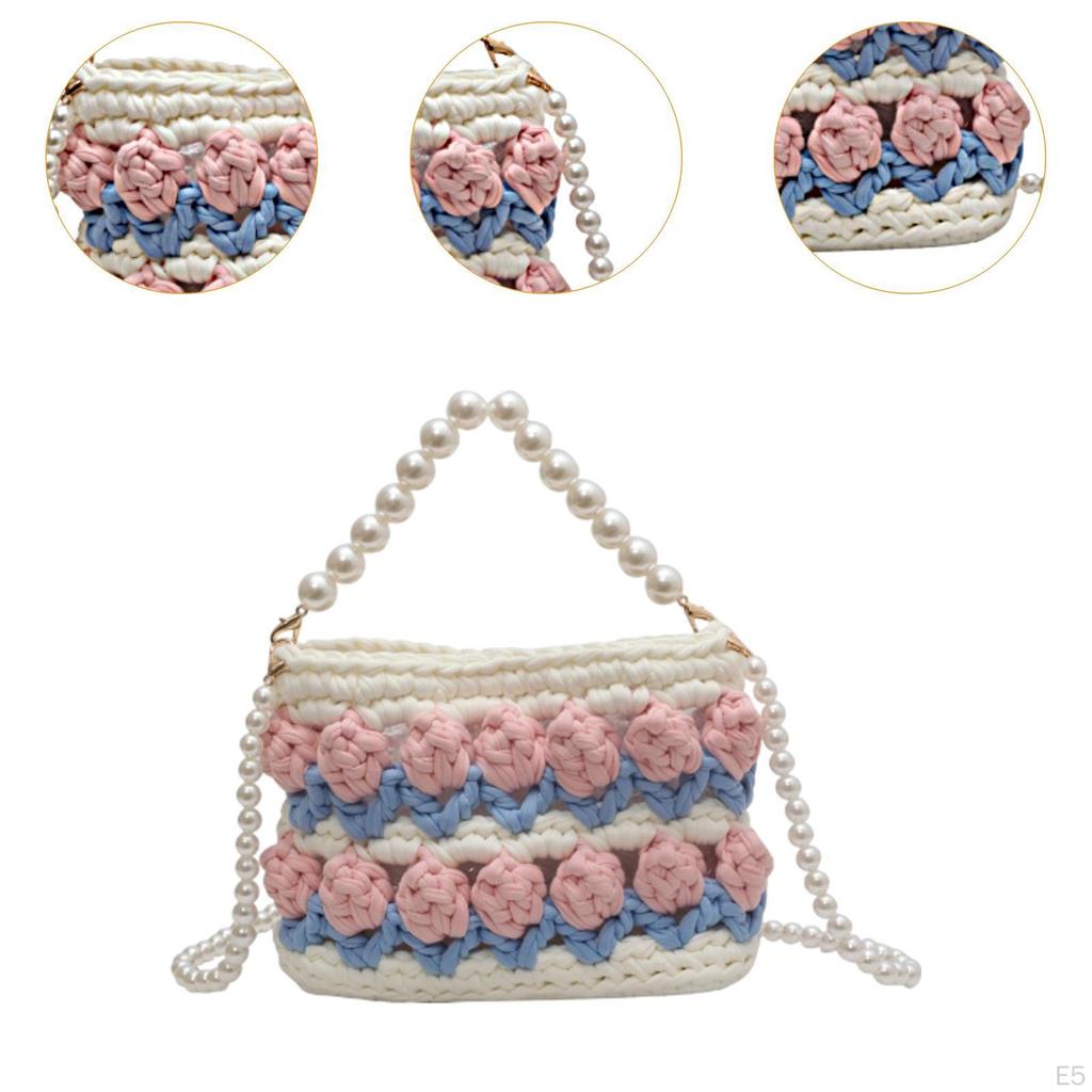 DIY Knitting Crochet Bag Kit Flower Hand Woven Handbag 7.09x2.76x5.12" Crossbody Girls Holiday