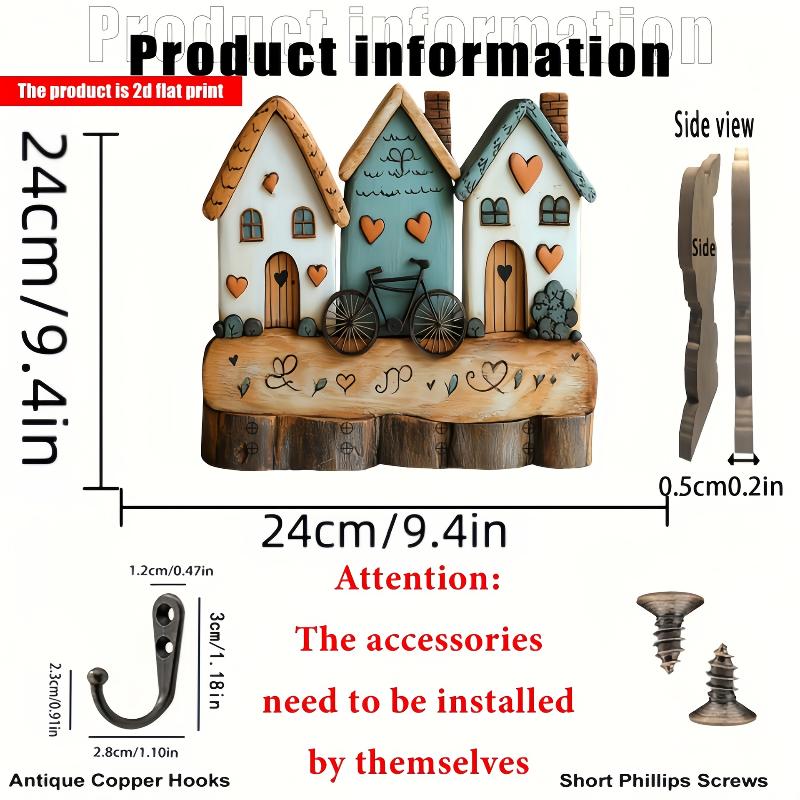 Vintage 3D Wooden Wall Mount Key Hook Retro Hanging Key Holder Rack Ideal Gift for Home Shop Owner Decor Use