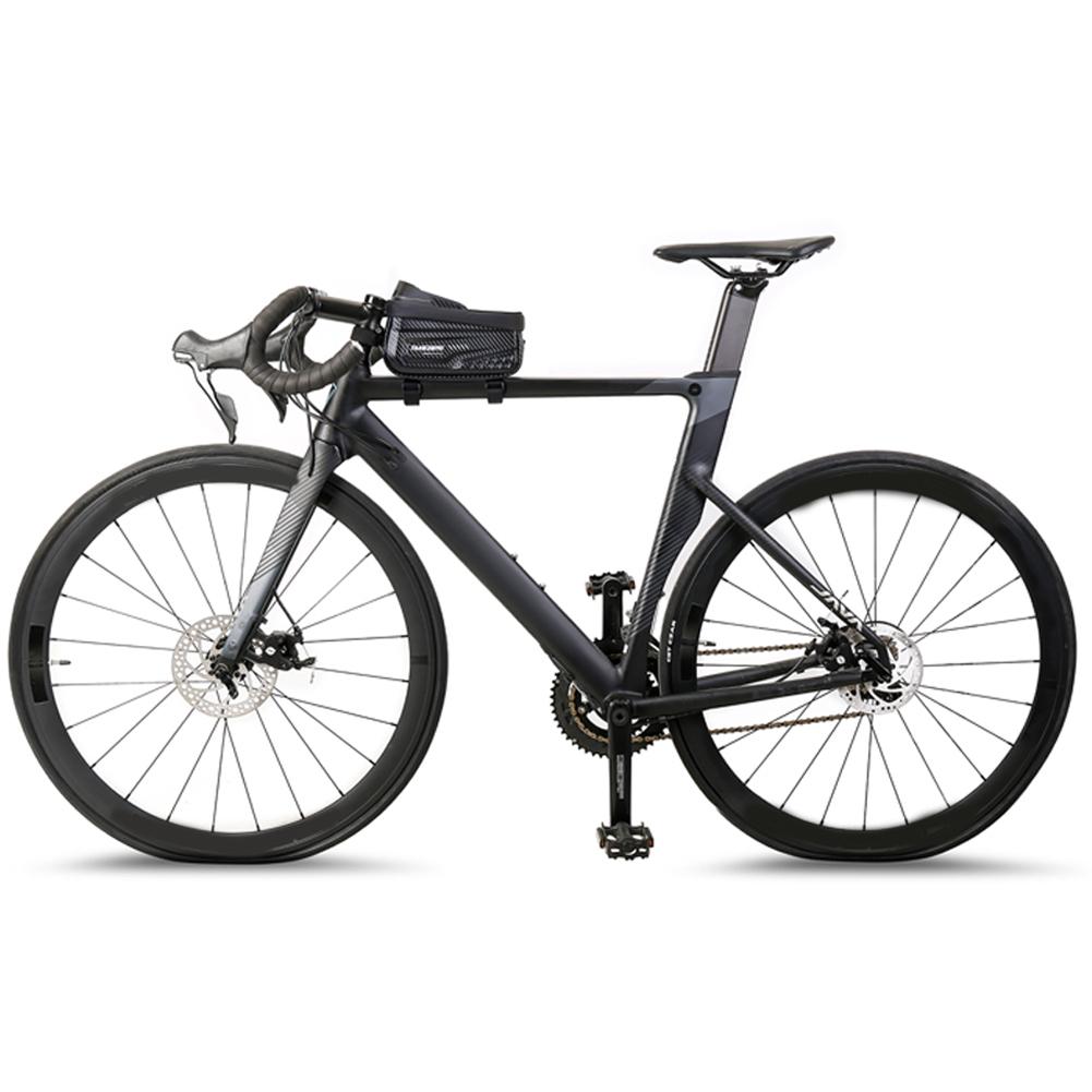 Rainproof Bike Bag Carbon Fiber PU Bicycle Front Cell Phone Holder with 6.8 Inch Touchscreen Top Tube Cycling MTB Accessories