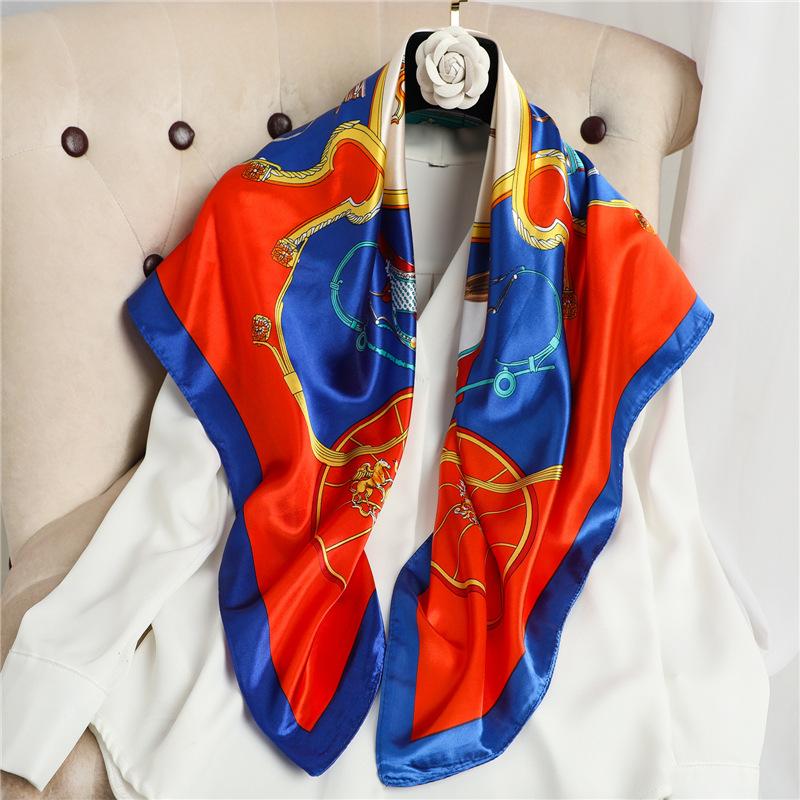 90 * 90cm New Silk Scarf Women'S Spring And Summer Decorative Scarf Sunscreen Travel Shawl Autumn And Winter Scarf Thin Edition