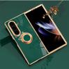 Luxury Electroplating Skin-friendly Rotable Ring Bracket For Samsung Galaxy Z Fold 7 6 5 4 3 Slim Full-pack Anti-Drop Back Cover