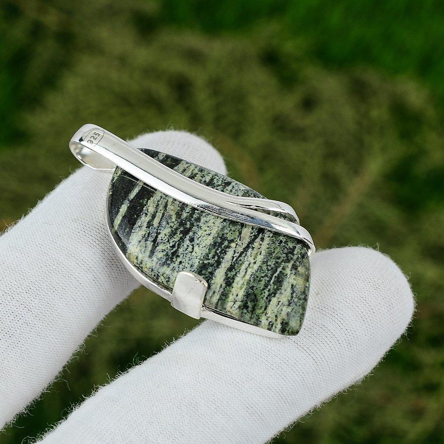 925 Sterling Silver Marquise Green Swiss Opal Stone Boho Bezel Daughter Pendant