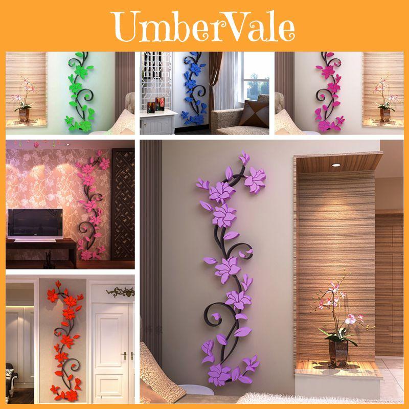 3d Decal Flower Mirror Wall Sticker Diy Removable Art Mural Home Room Gift Decor